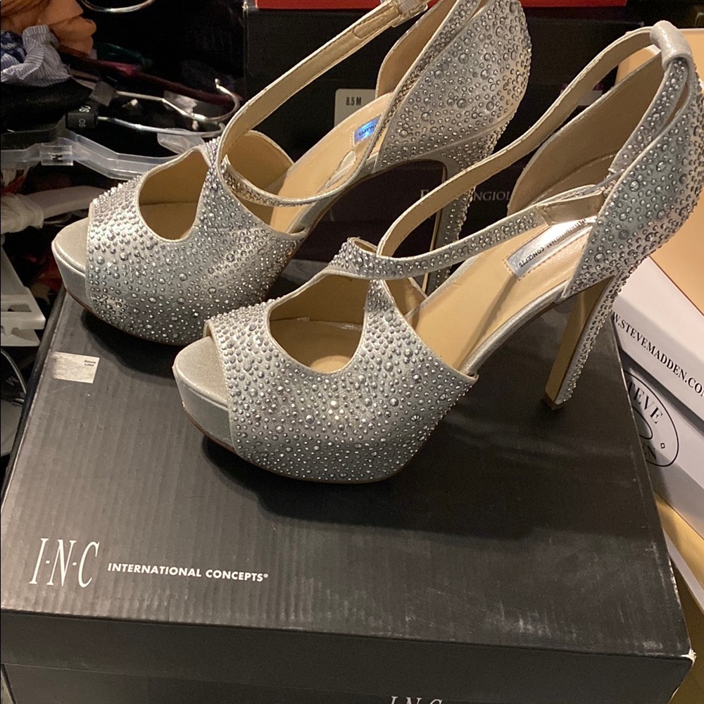 INC International Concepts Women's Silver High Heel Sandals
